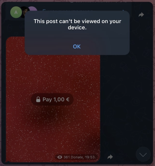 Telegram отключил платные посты на iOS-устройствах