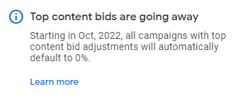 Google Ads перестанет поддерживать корректировки ставок для самого популярного контента