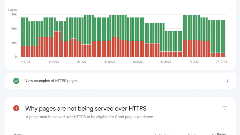 В Google Search Console появился отчет по HTTPS-страницам